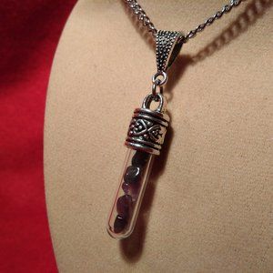 Tibetan Silver Necklace with Triangle Bail and Tumbled Amethyst